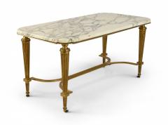 Vintage Art Deco Style Brass and White Marble Coffee Table - 4172726