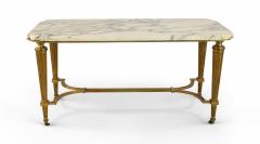 Vintage Art Deco Style Brass and White Marble Coffee Table - 4172727