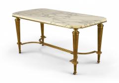Vintage Art Deco Style Brass and White Marble Coffee Table - 4172728