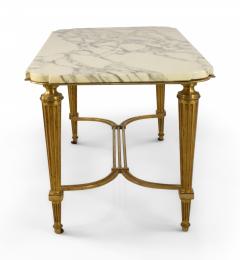Vintage Art Deco Style Brass and White Marble Coffee Table - 4172729