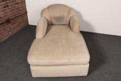 Vintage Art Deco Style Chaise Lounge in Taupe Chenille with Ebonized Plinth Feet - 4794151