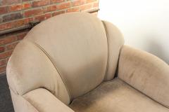 Vintage Art Deco Style Chaise Lounge in Taupe Chenille with Ebonized Plinth Feet - 4794159