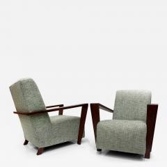 Vintage Art Deco Style Low Profile Lounge Chairs Pair - 4207733
