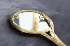 Vintage Art Nouveau Style Hand Mirror with Gilded Brass Frame - 3525060