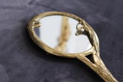 Vintage Art Nouveau Style Hand Mirror with Gilded Brass Frame - 3525064