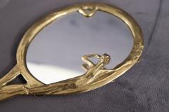Vintage Art Nouveau Style Hand Mirror with Gilded Brass Frame - 3525065
