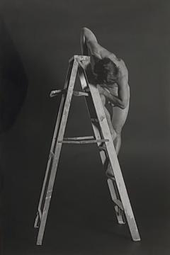 Vintage Art Photograph of a Man on a Ladder - 1532134