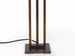 Vintage Arts Crafts Cut Steel Slag Glass Table Lamp - 1104235