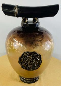 Vintage Asian Amber Glass Vase or Urn - 2889304