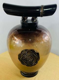 Vintage Asian Amber Glass Vase or Urn - 2889308