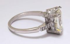 Vintage Asscher Emerald Cut 3 5 Carat Diamond Platinum Engagement Ring - 348840