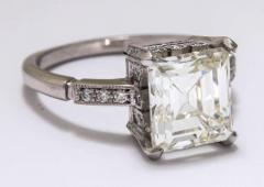 Vintage Asscher Emerald Cut 3 5 Carat Diamond Platinum Engagement Ring - 348841