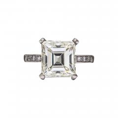 Vintage Asscher Emerald Cut 3 5 Carat Diamond Platinum Engagement Ring - 348945