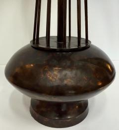 Vintage Atomic Age Inspired Table Lamps Hammered Shade in Brass Pair - 4375510