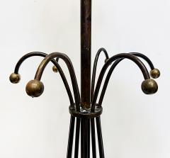 Vintage Atomic Age Inspired Table Lamps Hammered Shade in Brass Pair - 4375514