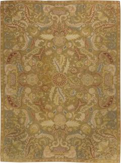 Vintage Aubusson Floral Brown Yellow Red Handmade Rug - 3582508