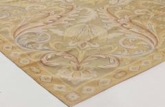 Vintage Aubusson Floral Brown Yellow Red Handmade Rug - 3582509
