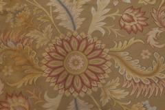 Vintage Aubusson Floral Brown Yellow Red Handmade Rug - 3582510