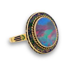 Vintage Australian Opal Ring 14K Yellow Gold - 4616905