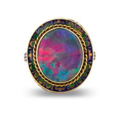 Vintage Australian Opal Ring 14K Yellow Gold - 4618758