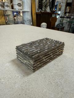Vintage Bamboo Style Metal Trinket Box with Hinged Lid - 4555550