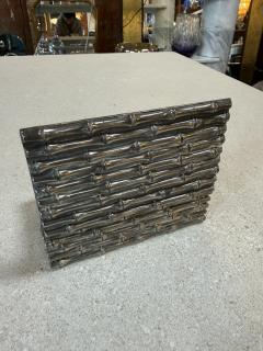 Vintage Bamboo Style Metal Trinket Box with Hinged Lid - 4555553