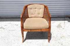Vintage Barrel Back Faux Bamboo and Cane Chair - 4190387