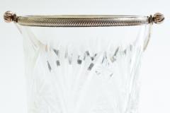 Vintage Barware Etched Glass Silver Plated Rim Ice Bucket  - 945083