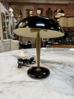 Vintage Black Dome Table Lamp with Brass Stem 1950s - 4607716