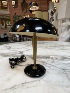 Vintage Black Dome Table Lamp with Brass Stem 1950s - 4607718