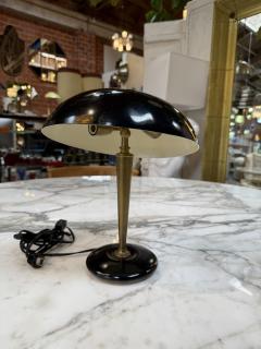Vintage Black Dome Table Lamp with Brass Stem 1950s - 4607720