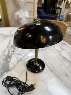 Vintage Black Dome Table Lamp with Brass Stem 1950s - 4607721