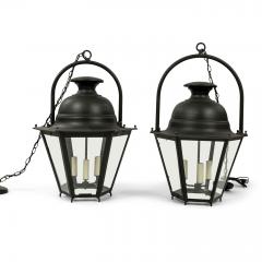 Vintage Black Painted Hexagonal Street Lantern - 2299179