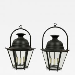 Vintage Black Painted Hexagonal Street Lantern - 2301498