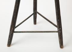 Vintage Black Tripod Stool with Hewn Wood Top - 1937336