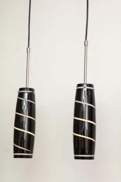 Vintage Black and White Murano Glass Four Pendant Light - 3138658