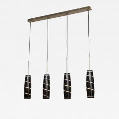 Vintage Black and White Murano Glass Four Pendant Light - 3139762