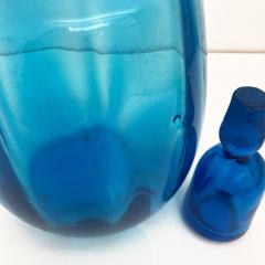 Vintage Blue Blenko Ribbed Decanter Design by John Nickerson - 2597525