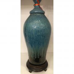 Vintage Blue Majolica Pottery Table Lamp by Millie Hampshire - 1734643