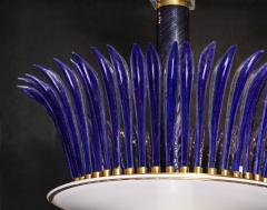 Vintage Blue and White Large Murano Circular Chandelier - 3334532