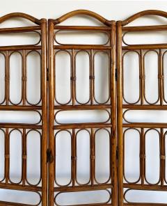 Vintage Bohemian Rattan 3 Panel Folding Screen Room Divider - 4416427