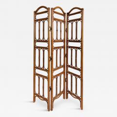 Vintage Bohemian Rattan 3 Panel Folding Screen Room Divider - 4419361