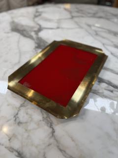 Vintage Bras Tray with Red Glass Insert - 4628413
