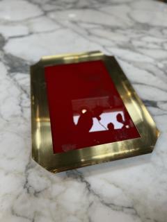 Vintage Bras Tray with Red Glass Insert - 4628414