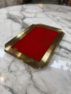 Vintage Bras Tray with Red Glass Insert - 4628415