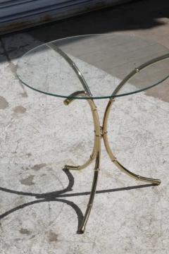 Vintage Brass Bamboo Side Table with Glass Top - 4148044