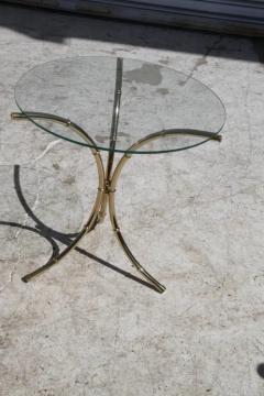 Vintage Brass Bamboo Side Table with Glass Top - 4148048