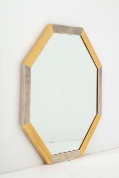 Vintage Brass Chrome Octagonal Mirror France 20th c  - 1166923