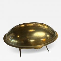 Vintage Brass Clamshell Covered Dish on Stand - 4568173