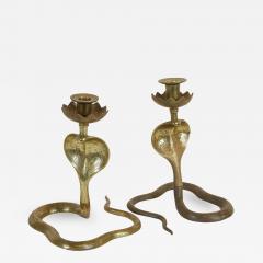 Vintage Brass Cobra Candlestick Holders - 1827166
